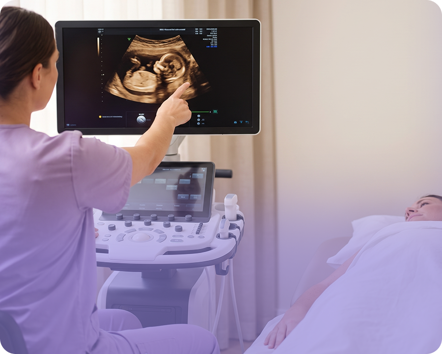 Ultrasound procedure being performed